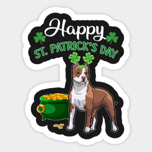 Happy St Patrick_s Day For Pitbull Lovers T shirt Sticker